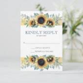 Zonnebloem en blauw Zonnebloem Bindende RSVP (Staand voorkant)
