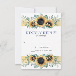 Zonnebloem en blauw Zonnebloem Bindende RSVP Kaartje