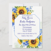 Zonnebloem en Blauwe Baby Shower Kaart (Voorkant)