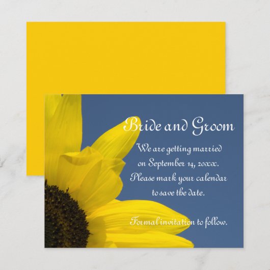 Zonnebloem en Blauwe Lucht Trouw Save the Date (Voorkant / Achterkant)