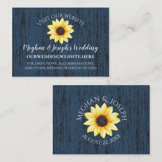 Zonnebloem en Blauwe Schuur Hout Website Info Visitekaartje (Voorkant / Achterkant)