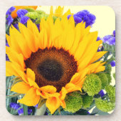 Zonnebloem en Blauwe Statice Onderzetter (Voorkant)