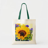 Zonnebloem en Blauwe Statice Tote Bag (Voorkant)