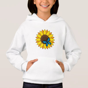 Zonnebloem en blauwe vlinder