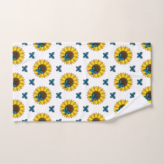 Zonnebloem en blauwe vlinder bad handdoek (Handdoek)