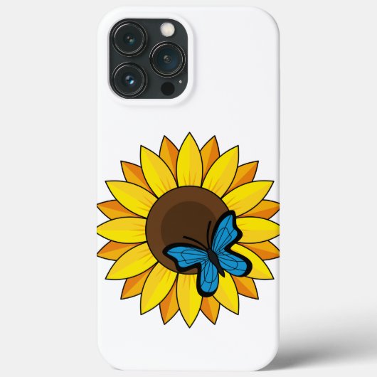 Zonnebloem en blauwe vlinder Case-Mate iPhone case (Achterkant)