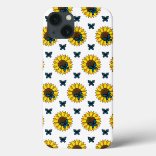 Zonnebloem en blauwe vlinder Case-Mate iPhone case