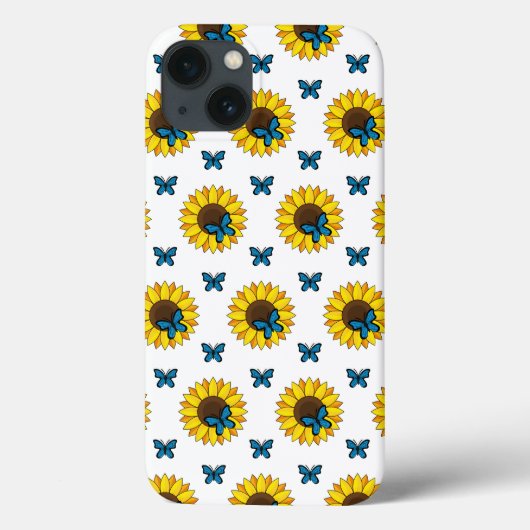 Zonnebloem en blauwe vlinder Case-Mate iPhone case (Achterkant)