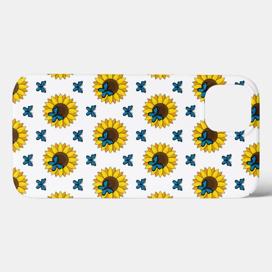 Zonnebloem en blauwe vlinder Case-Mate iPhone case (Achterkant (horizontaal))