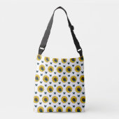 Zonnebloem en blauwe vlinder crossbody tas (Voorkant)