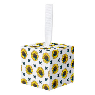 Zonnebloem en blauwe vlinder decoratie