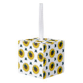 Zonnebloem en blauwe vlinder decoratie (Achter hoekig)