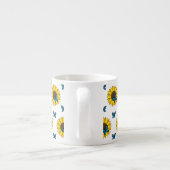 Zonnebloem en blauwe vlinder espresso kop (Achterkant)