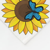Zonnebloem en blauwe vlinder fleece deken (Hoek)