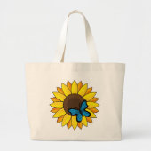 Zonnebloem en blauwe vlinder grote tote bag (Voorkant)