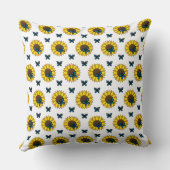 Zonnebloem en blauwe vlinder kussen (Achterkant)