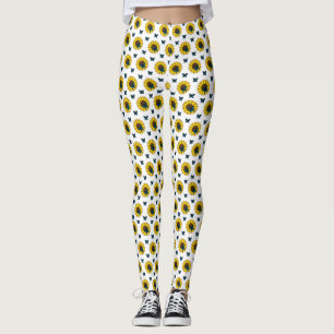 Zonnebloem en blauwe vlinder leggings