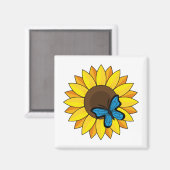 Zonnebloem en blauwe vlinder magneet (Voorkant / Achterkant)