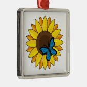 Zonnebloem en blauwe vlinder metalen ornament (Rechts)