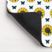 Zonnebloem en blauwe vlinder muismat (Hoek)