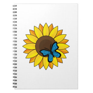Zonnebloem en blauwe vlinder notitieboek