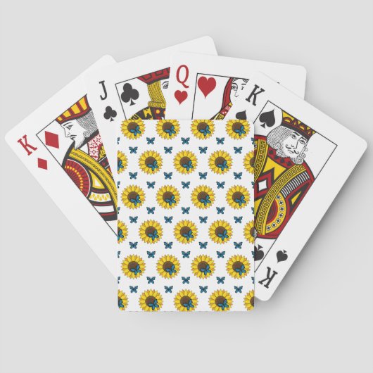 Zonnebloem en blauwe vlinder pokerkaarten (Achterkant)