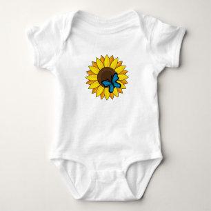Zonnebloem en blauwe vlinder romper