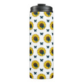 Zonnebloem en blauwe vlinder thermosbeker (Voorkant)