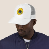 Zonnebloem en blauwe vlinder trucker pet (In situ)