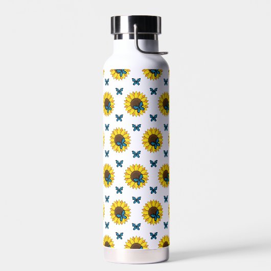 Zonnebloem en blauwe vlinder waterfles (Links)