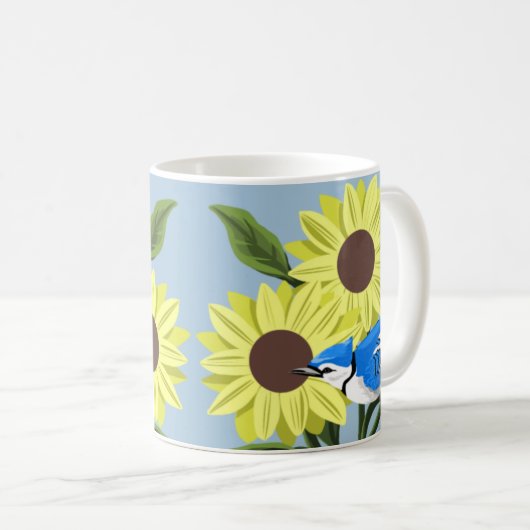 Zonnebloem en BlueJay Mok (Voorkant rechts)