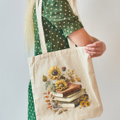Zonnebloem en boeken Canvas tas