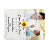 Zonnebloem en Boerderij met bijtende houten bruilo Magneet (Horizontaal)