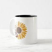 Zonnebloem en botervliegen tweekleurige koffiemok (Voorkant links)