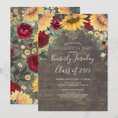 Zonnebloem en Bourgogne Roos Rustiek Afstuderen Kaart (Voorkant / Achterkant)