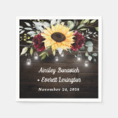 Zonnebloem en bruidsroze roodroodbruin huwelijk servet (Voorkant)