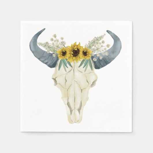 Zonnebloem en Bull Skull Servetten (Voorkant)
