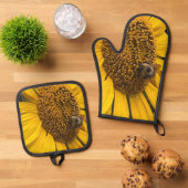 Zonnebloem en Bumblebee Oven Mitt Set (Top down)