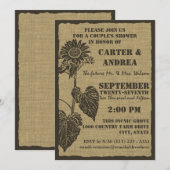 Zonnebloem en Burlap Couple's Shower Kaart (Voorkant / Achterkant)