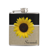 Zonnebloem en Burlap Heupfles (Voorkant)