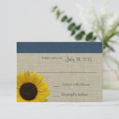 Zonnebloem en Burlap Navy Blue Response Kaart (Staand voorkant)