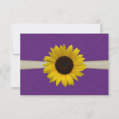 Zonnebloem en Burlap Paarse Respons Kaart (Achterkant)