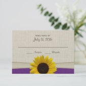 Zonnebloem en Burlap Paarse Respons Kaart (Staand voorkant)