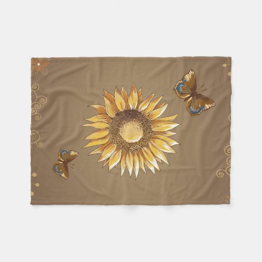 Zonnebloem en Butterflies  Elegant Fleece Deken (Voorkant (Horizontaal))
