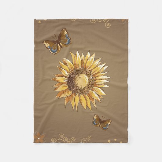 Zonnebloem en Butterflies  Elegant Fleece Deken (Voorkant)