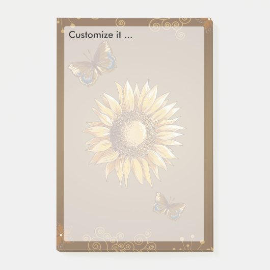 Zonnebloem en Butterflies  Elegant Post-it® Notes (Voorkant)