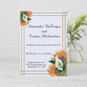 Zonnebloem en Calla Lily Summer Wedding Invitation Kaart (Staand voorkant)