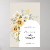Zonnebloem en Daisy Baby shower Welkom Poster (Voorkant)