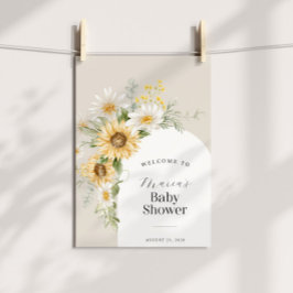 Zonnebloem en Daisy Baby shower Welkom Poster