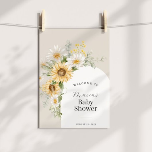 Zonnebloem en Daisy Baby shower Welkom Poster
